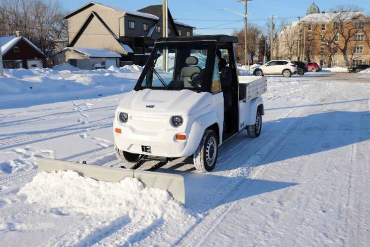 Low speed vehicles used in snow plowing